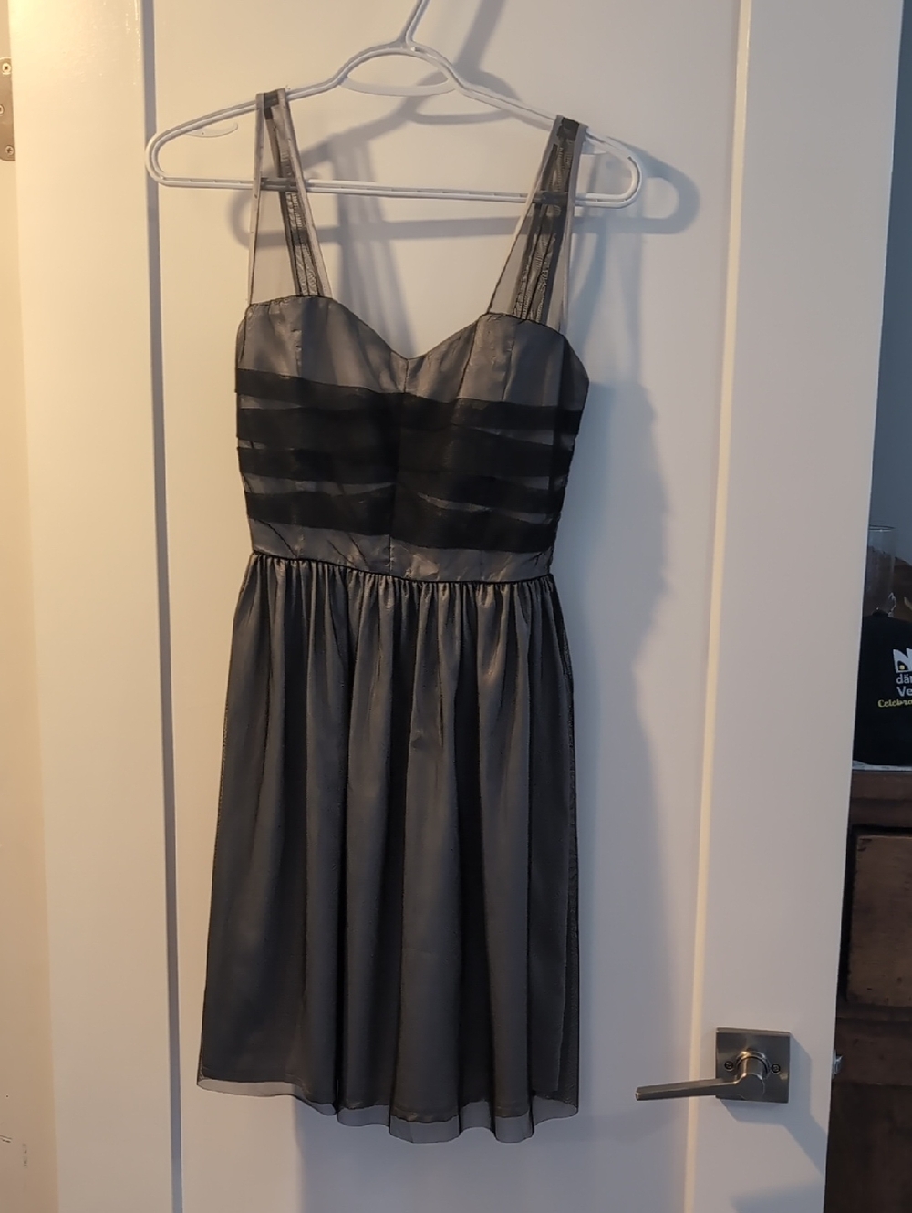 Gray Strappy Sweetheart Cocktail Dress